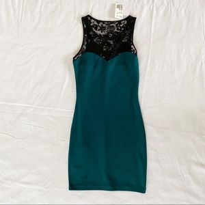 Teal body con dress